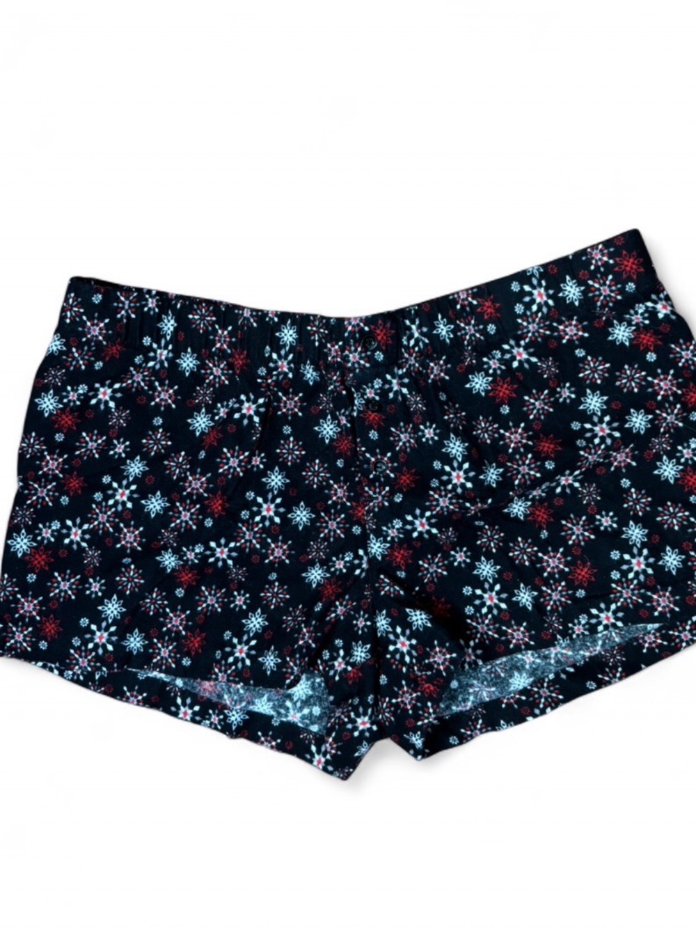 Sonoma Women’s Black Snowflake Print  Sleep Shorts with Red & White Accents